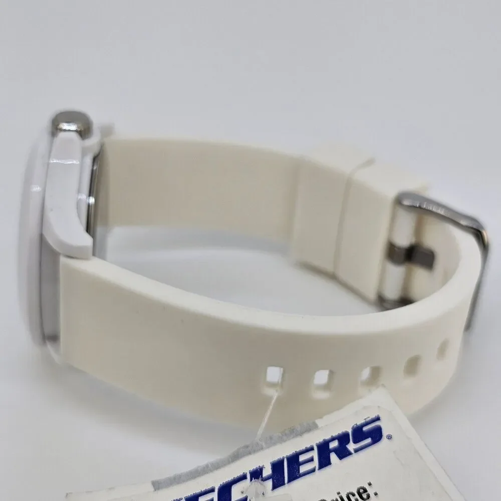 Sketchers Women's Watch‎ 40MM White Dial White Plastic Bands New Battery